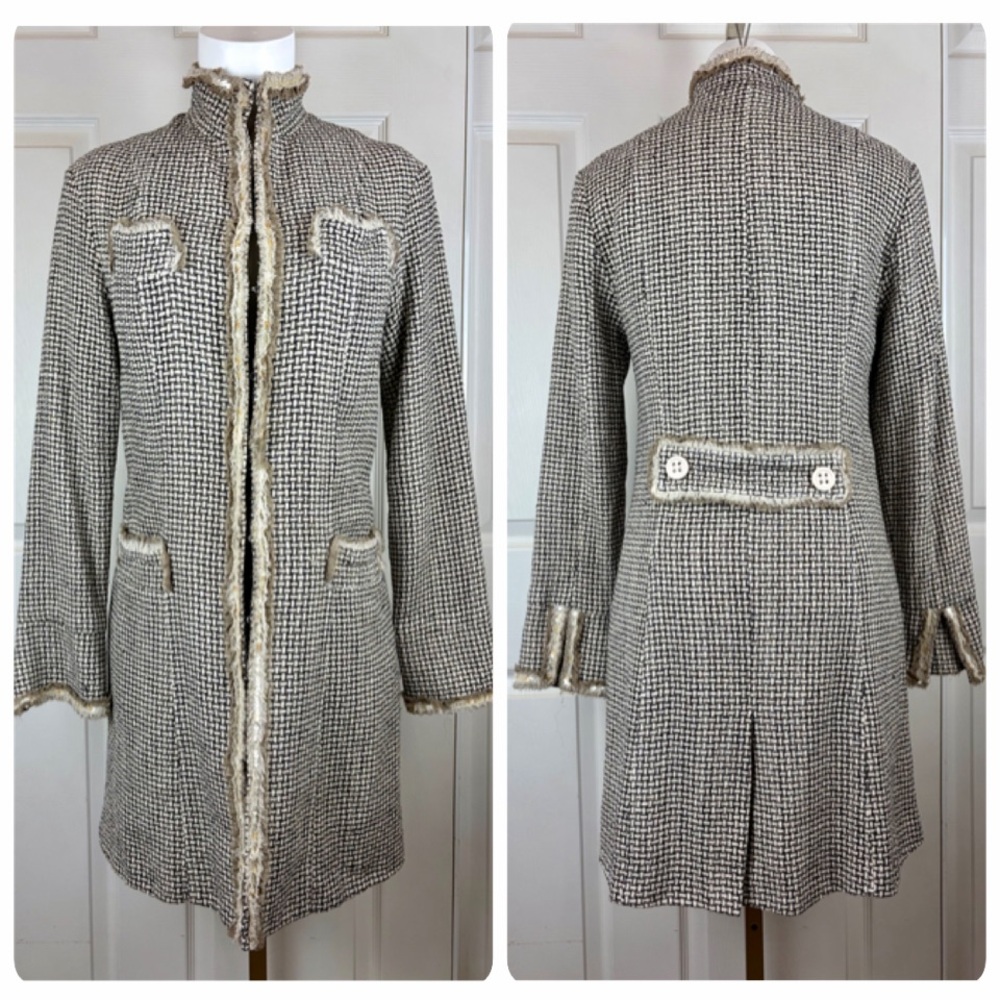 Vintage Kenzie Tweed Silk Embellished Duster Coat
